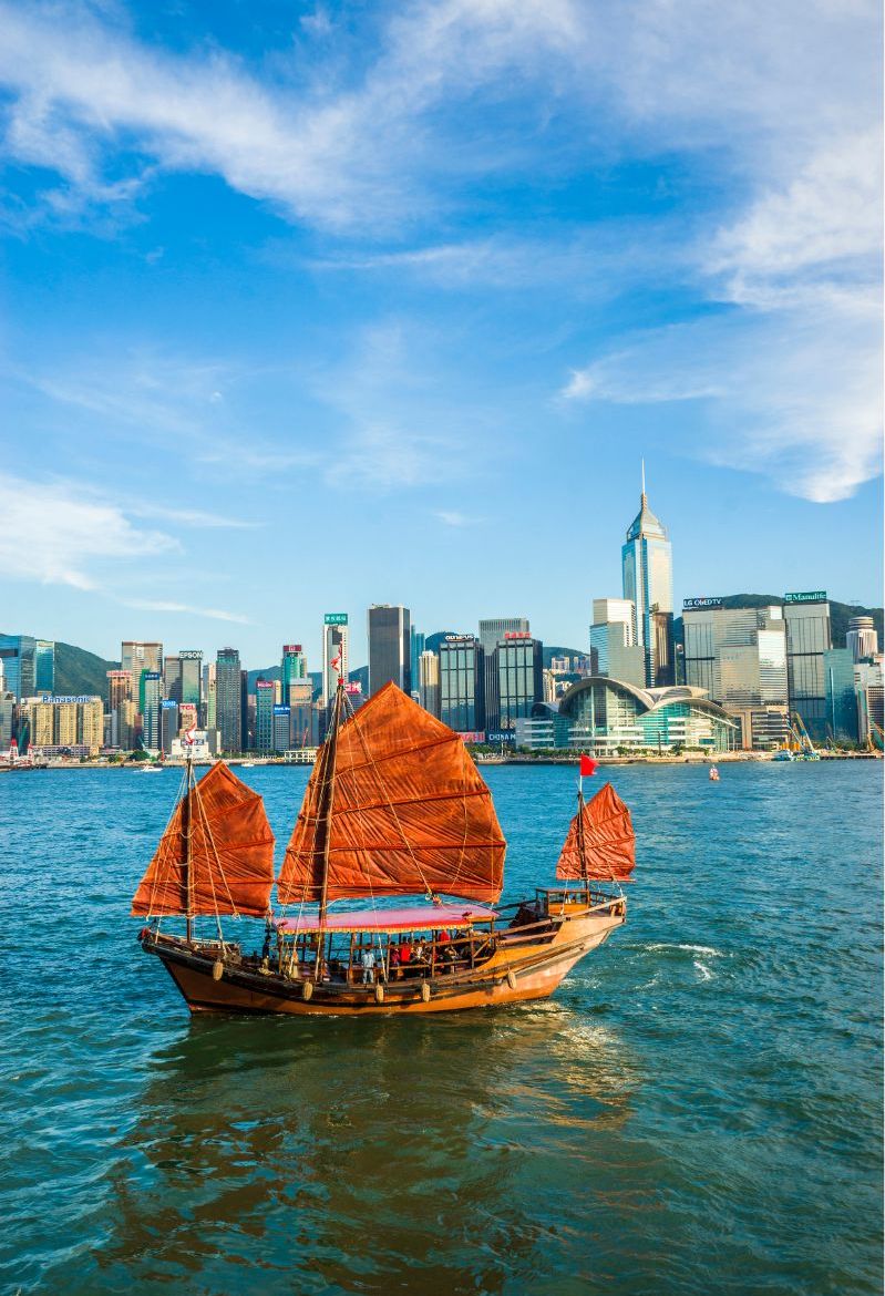 Hong Kong skyline och Victoria Harbour